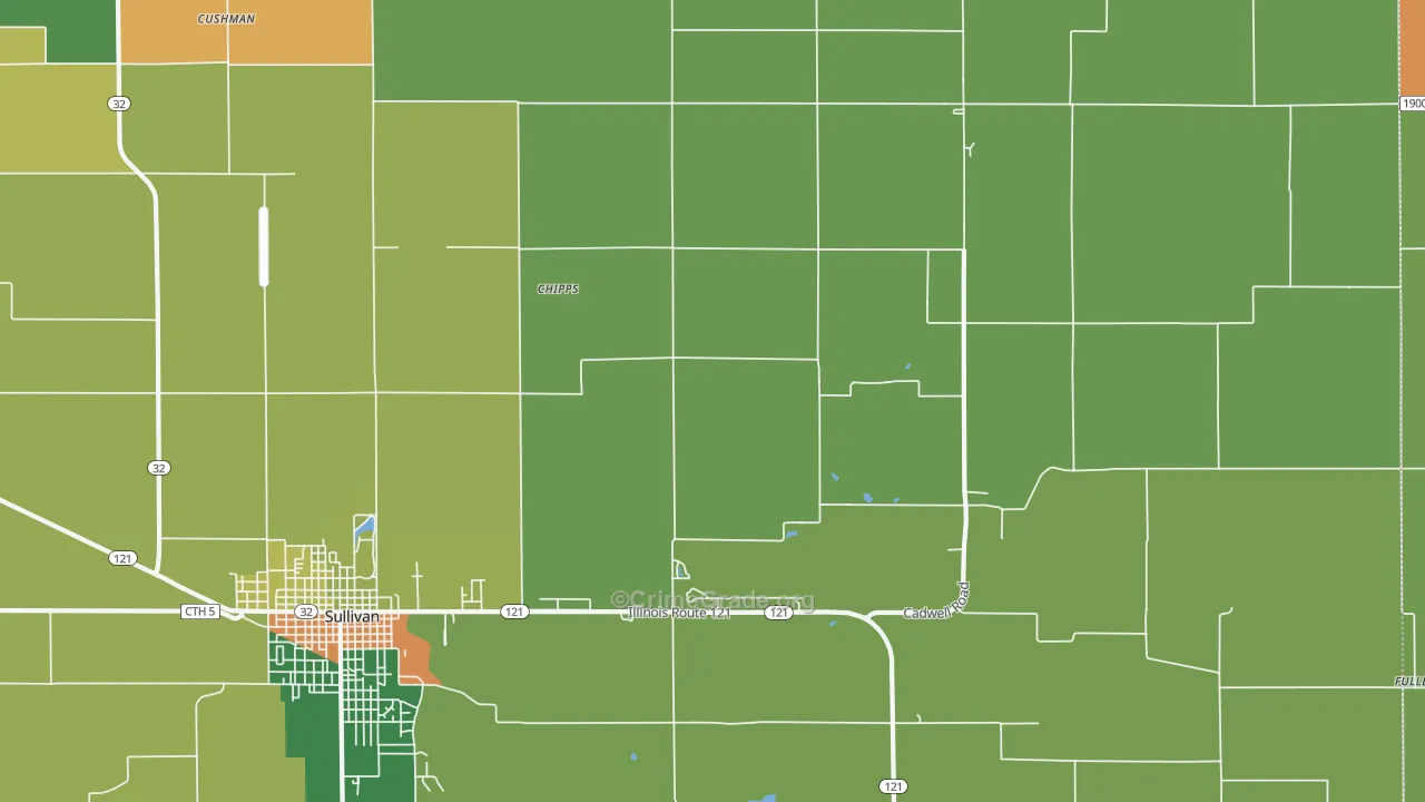 Chipps, IL Map of Burglary Rates