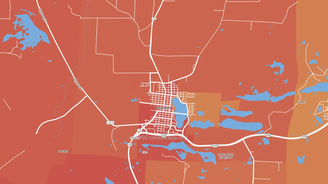 Chisholm, MN Map of Burglary Rates