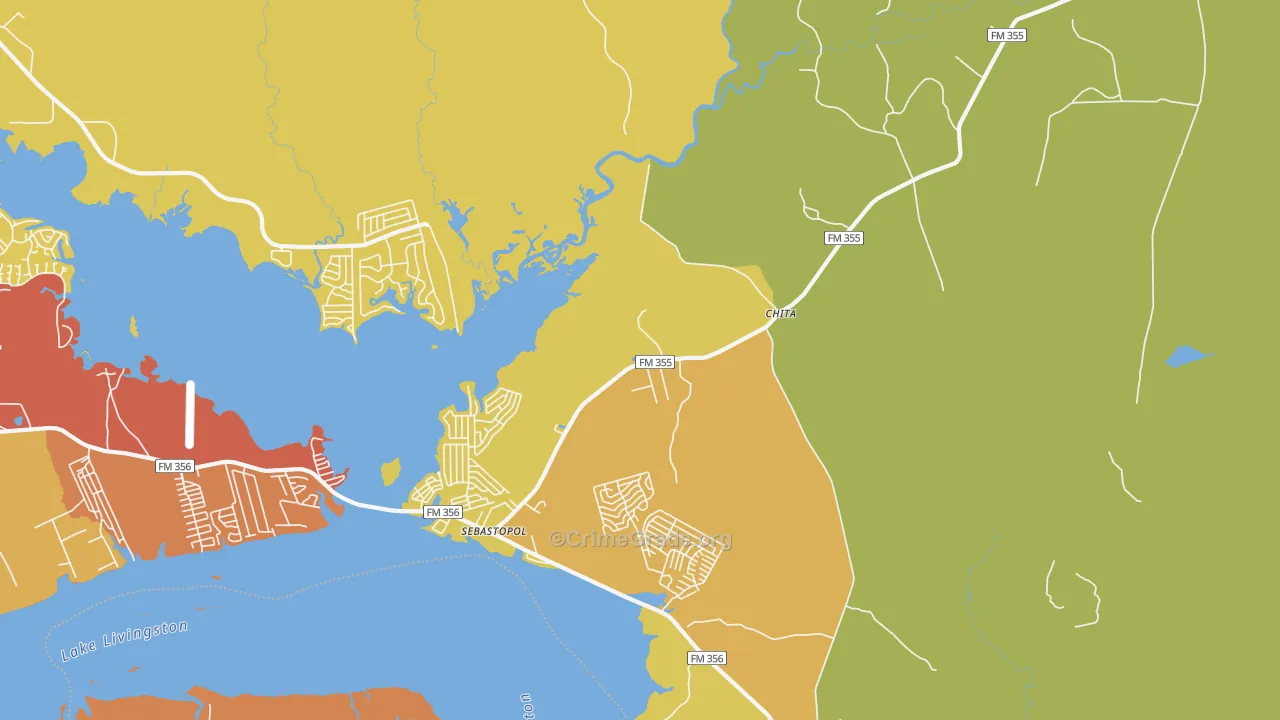 Chita, TX Map of Burglary Rates