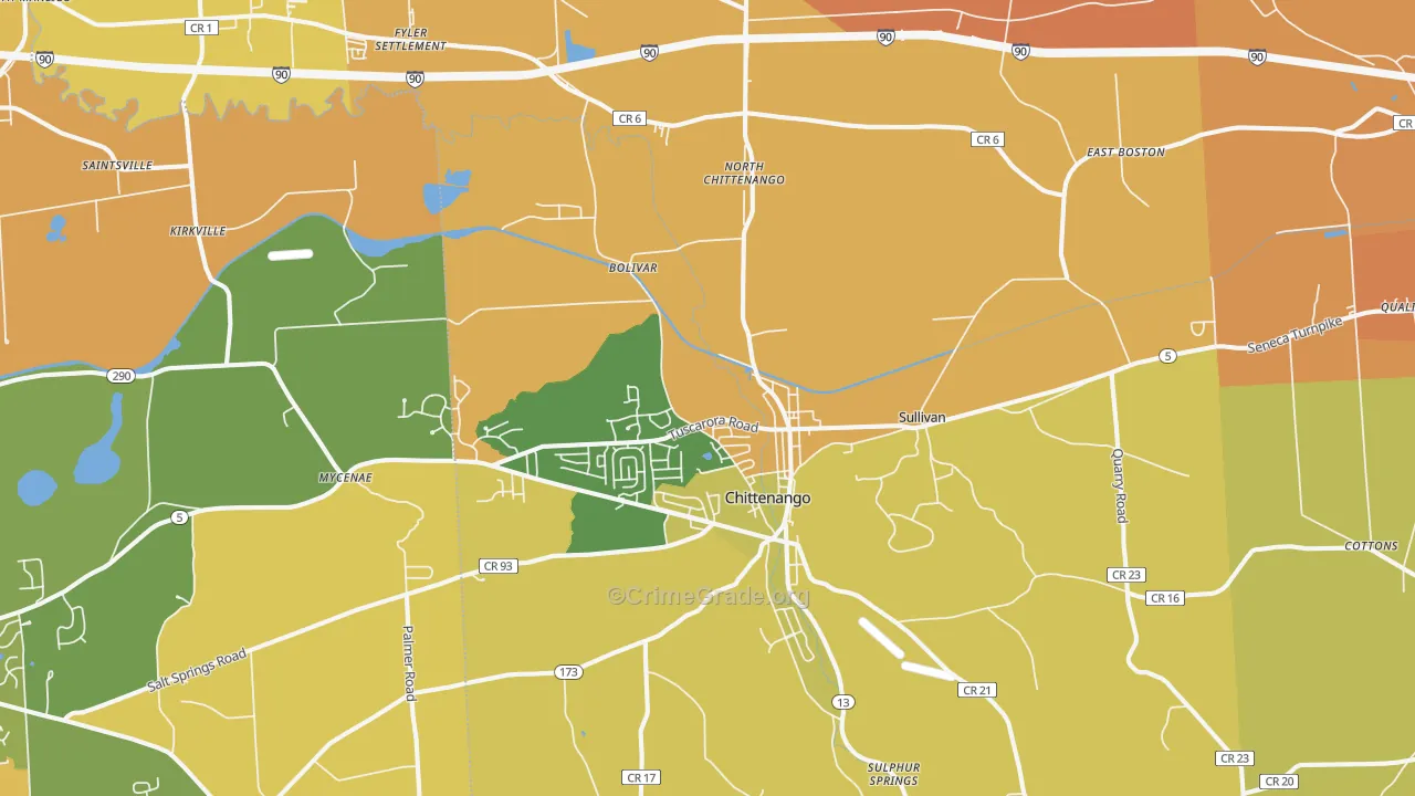 Chittenango, NY Map of Burglary Rates