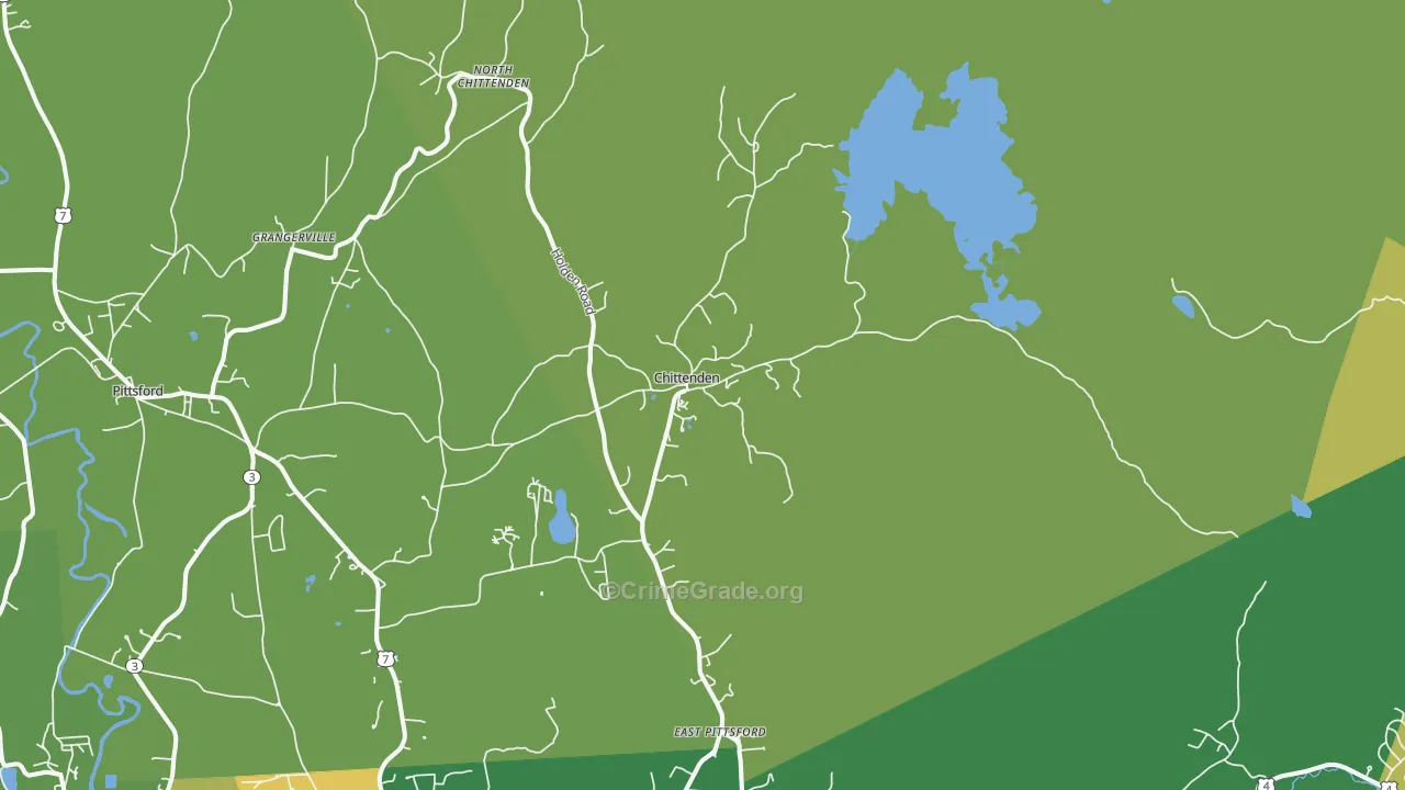 Chittenden, VT Map of Burglary Rates
