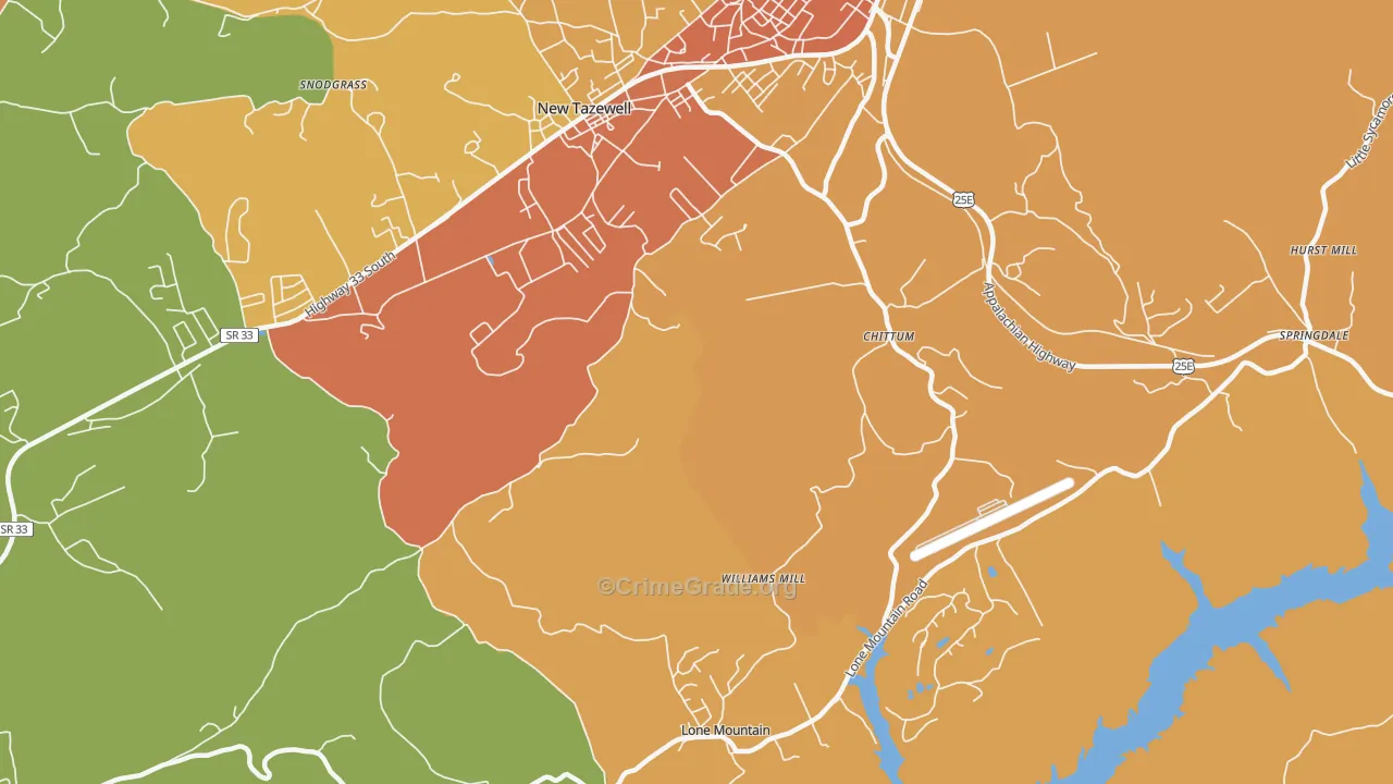 Chittum, TN Map of Burglary Rates