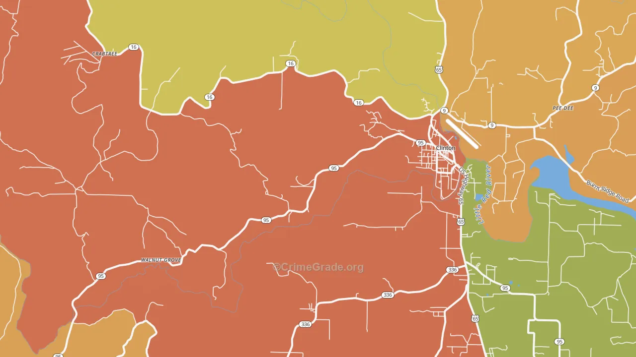 Choctaw, AR Map of Burglary Rates