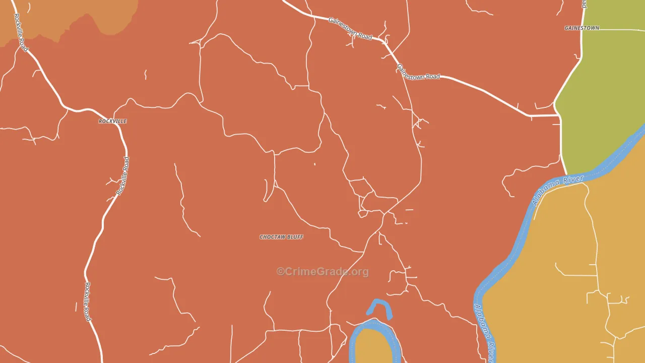 Choctaw Bluff, AL Map of Burglary Rates