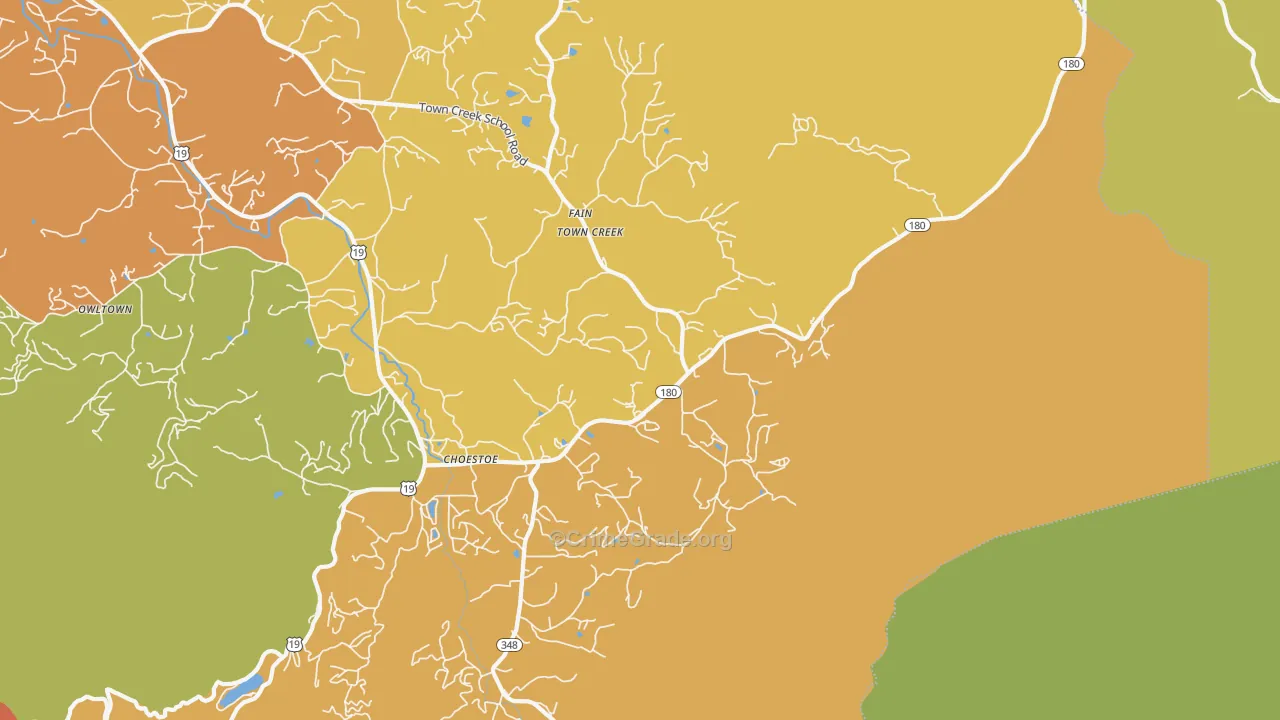 Choestoe, GA Map of Burglary Rates