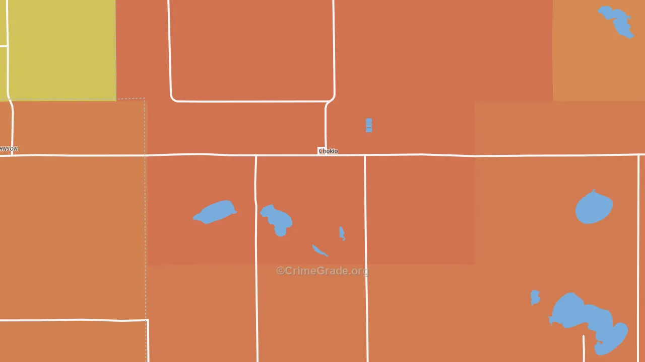 Chokio, MN Map of Burglary Rates