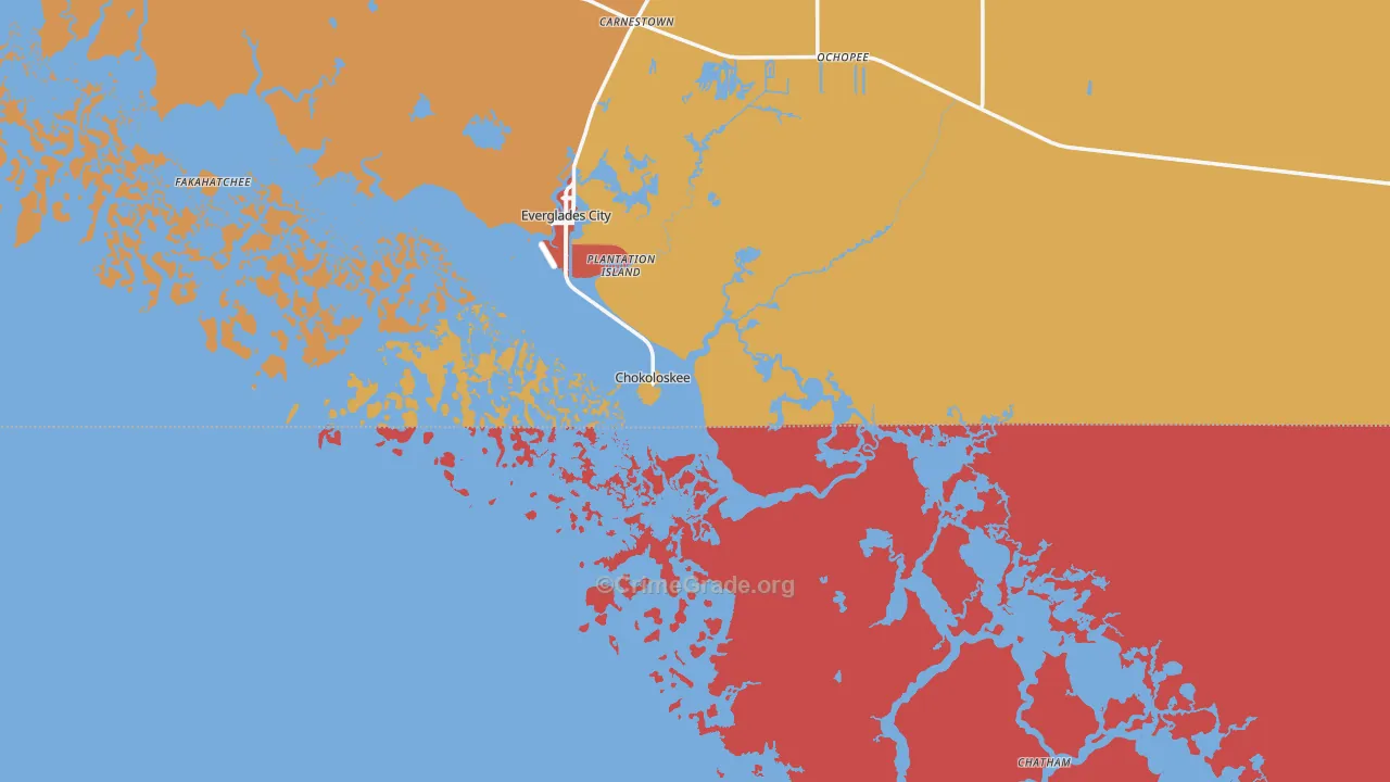 Chokoloskee, FL Map of Burglary Rates