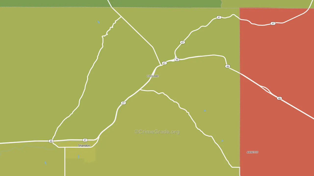 Cholame, CA Map of Burglary Rates