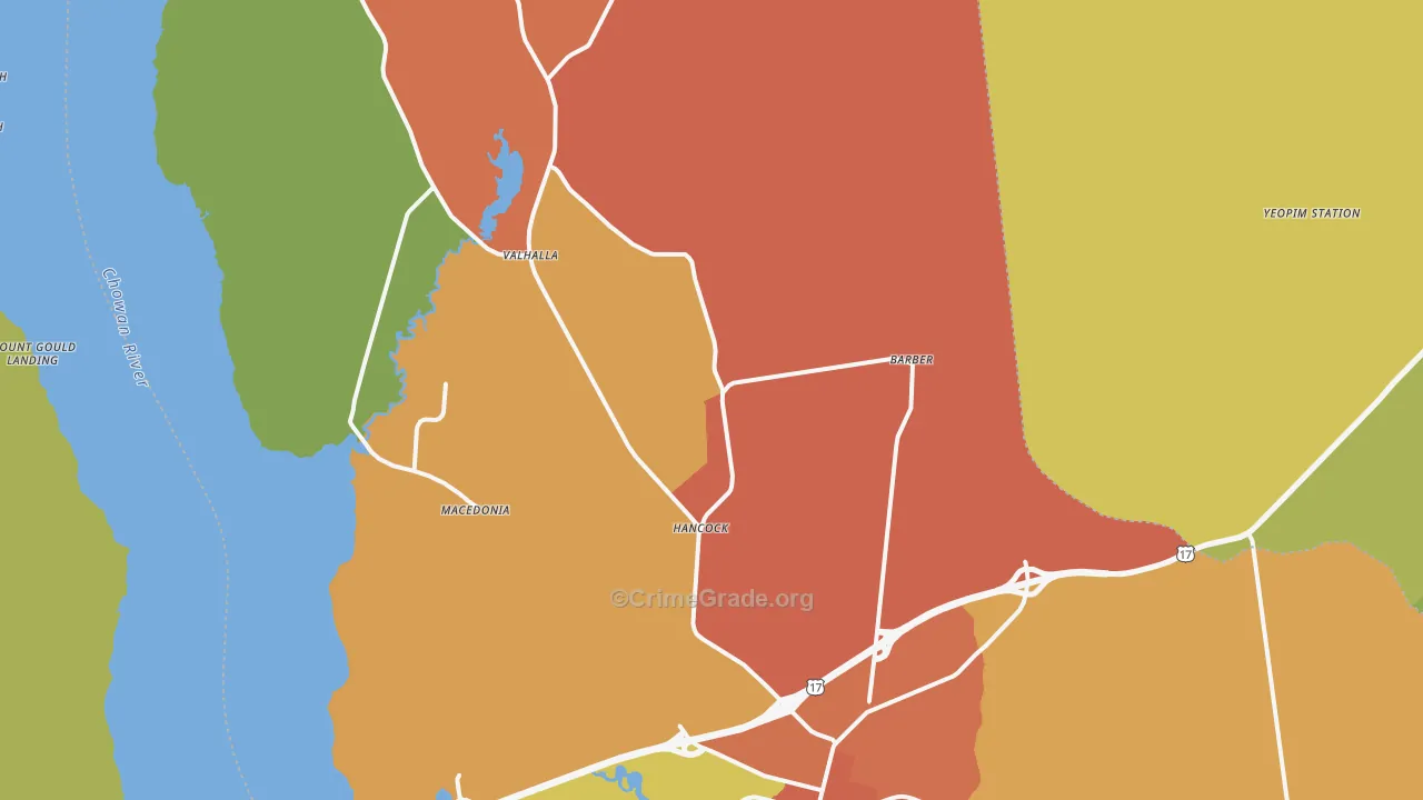Chowan County, NC Map of Burglary Rates