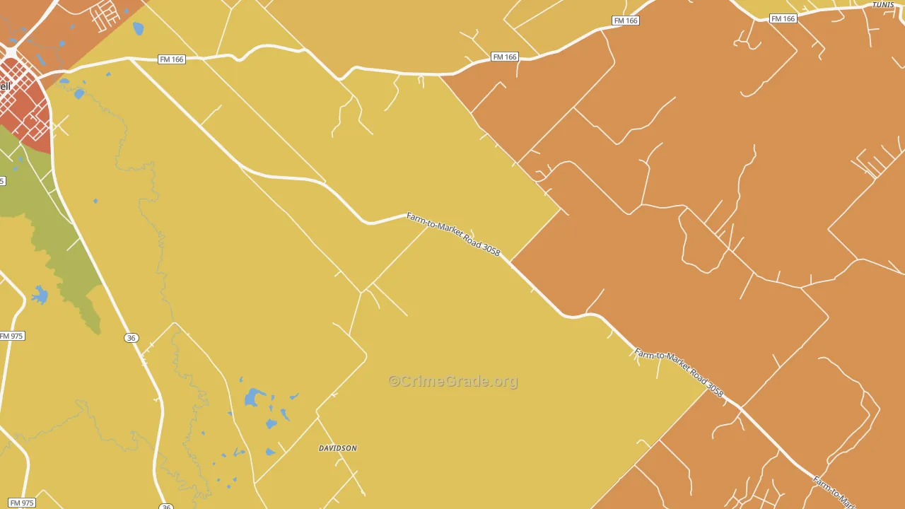 Chriesman, TX Map of Burglary Rates