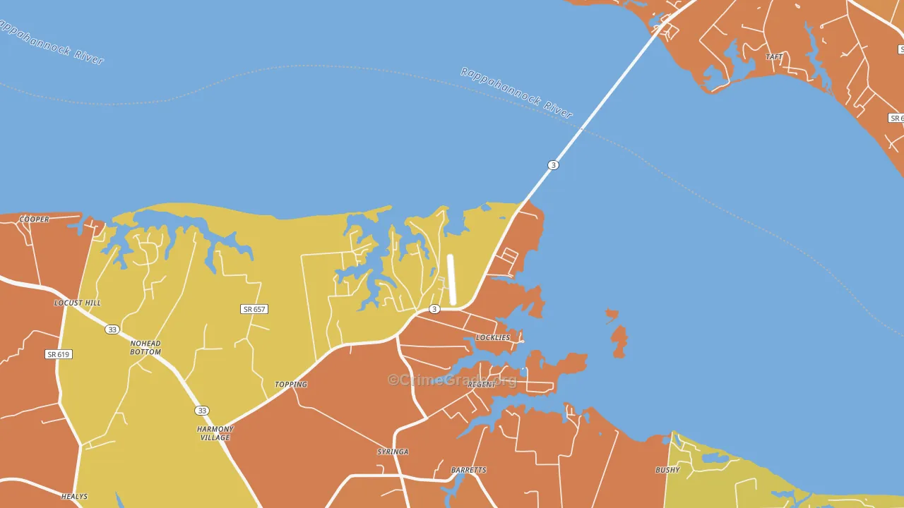 Christchurch, VA Map of Burglary Rates