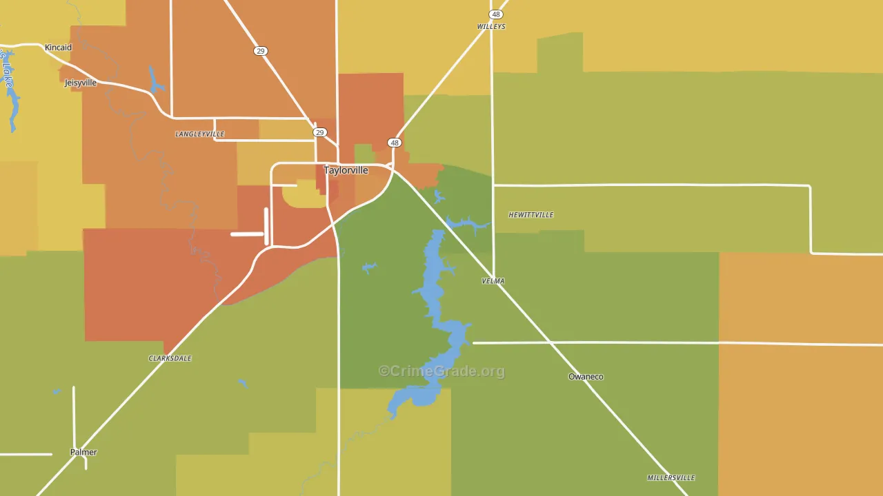 Christian County, IL Map of Burglary Rates