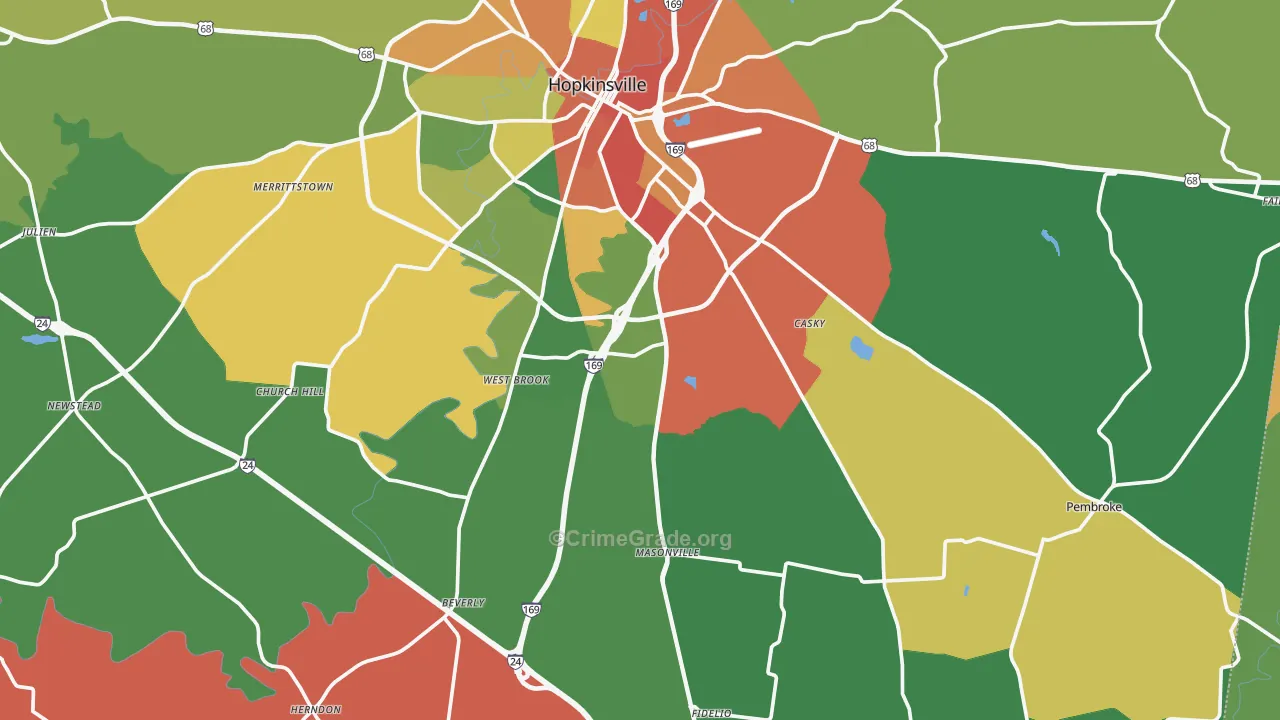Christian County, KY Map of Burglary Rates