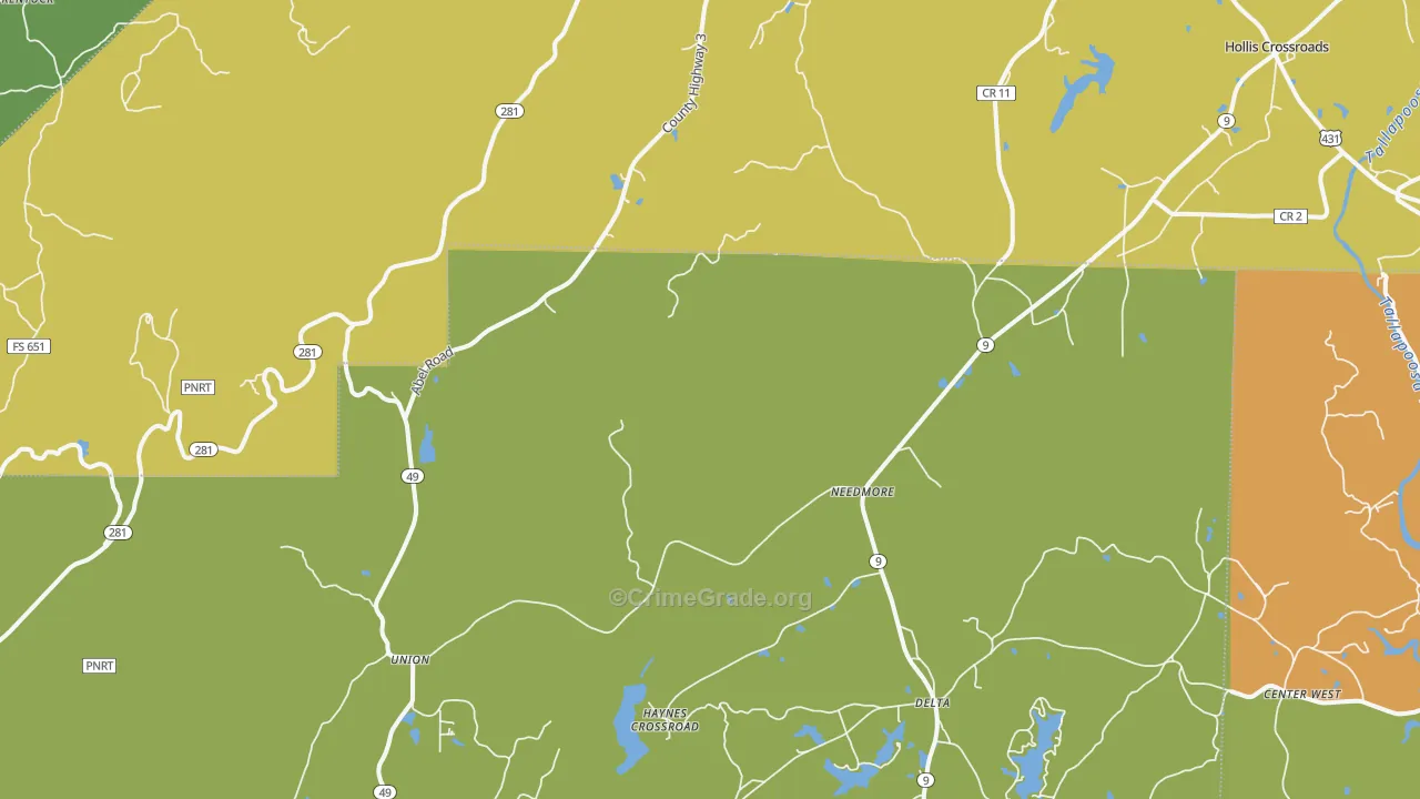 Christiana, AL Map of Burglary Rates