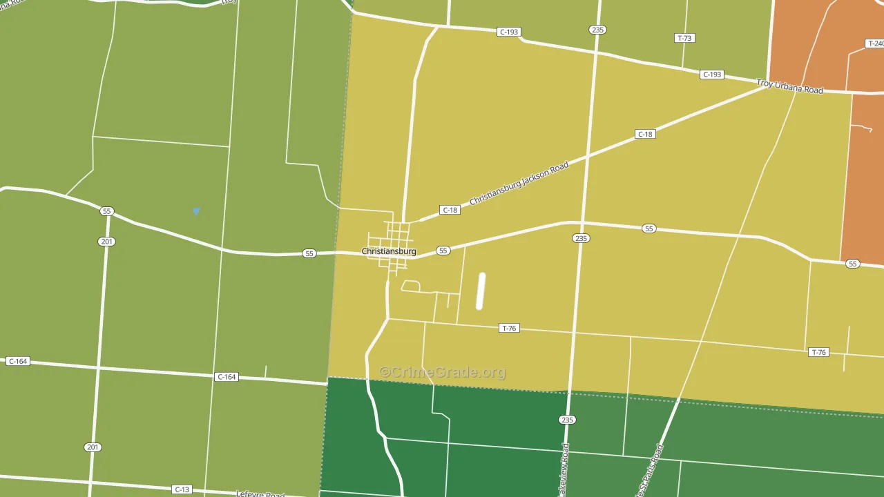 Christiansburg, OH Map of Burglary Rates