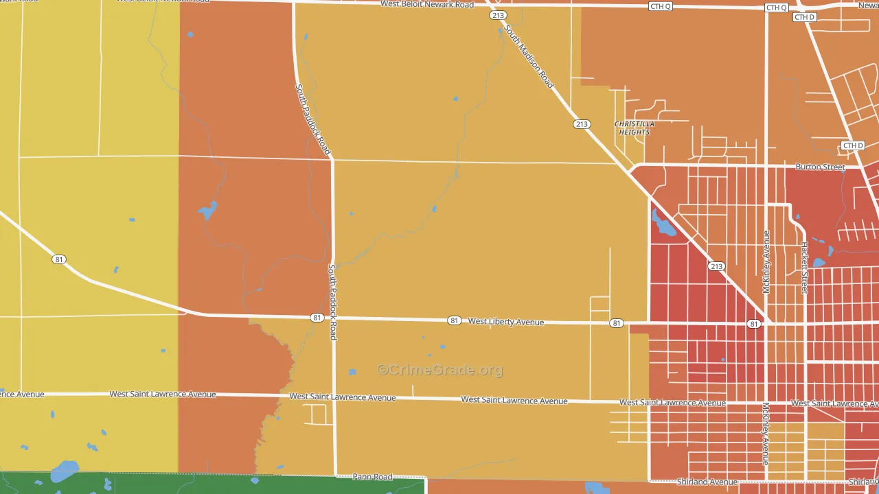 Christilla Heights, WI Map of Burglary Rates