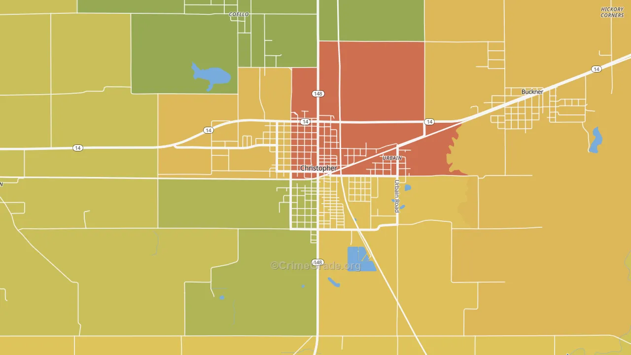 Christopher, IL Map of Burglary Rates