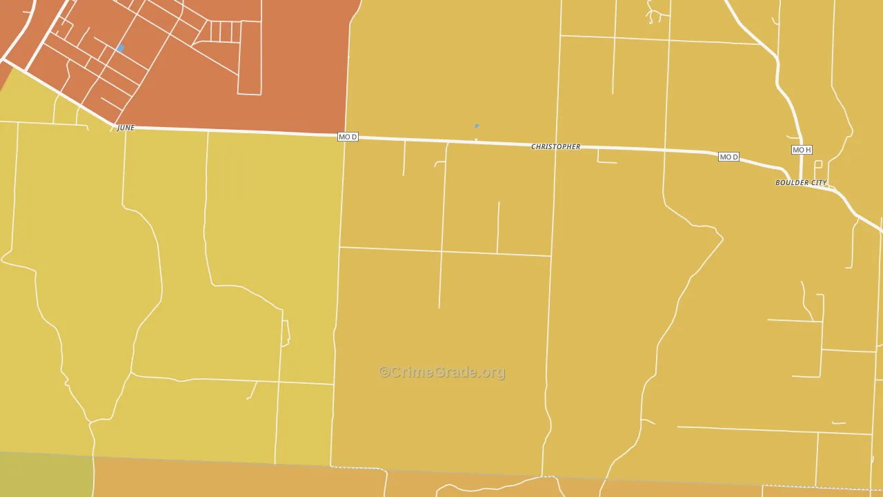 Christopher, MO Map of Burglary Rates