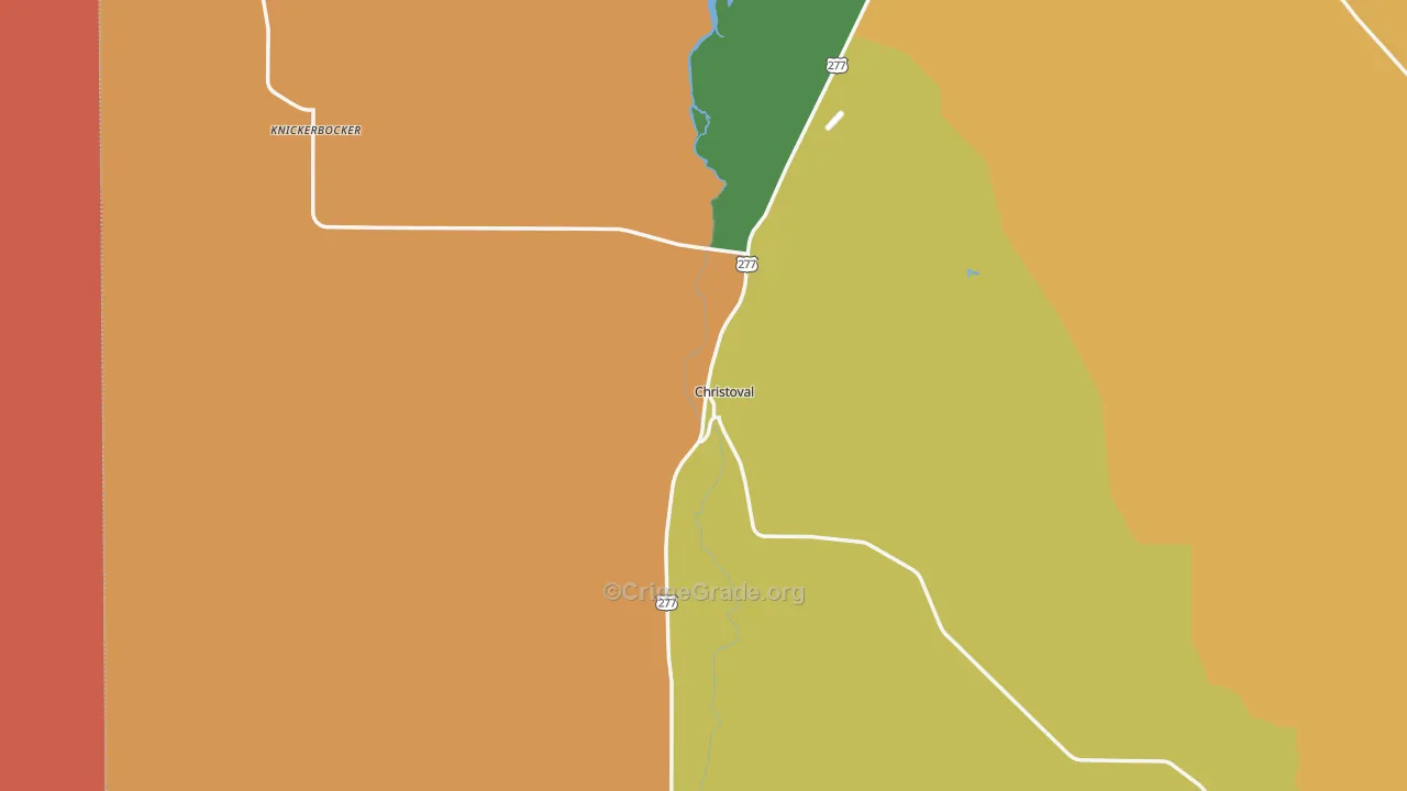 Christoval, TX Map of Burglary Rates