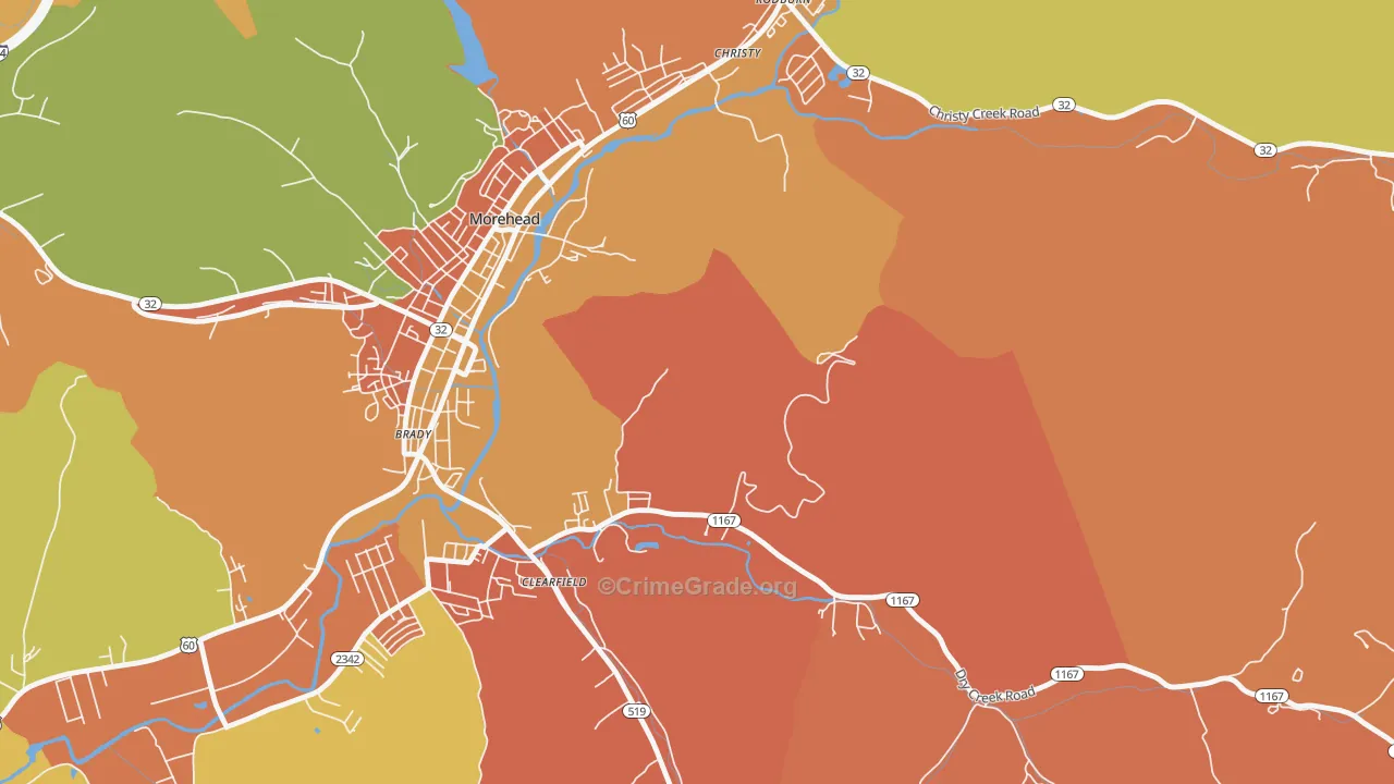 Christy, KY Map of Burglary Rates