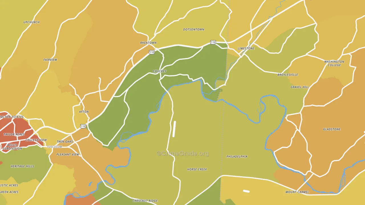 Chuckey, TN Map of Burglary Rates