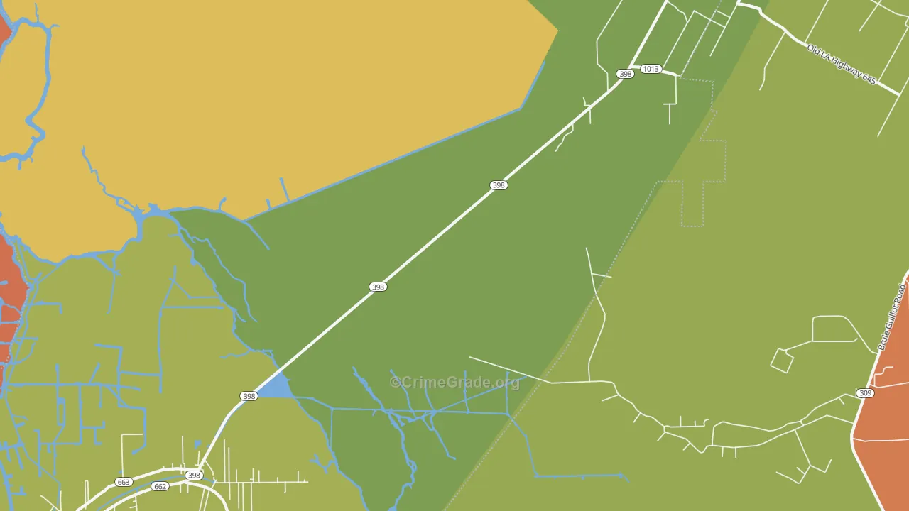 Chula, LA Map of Burglary Rates
