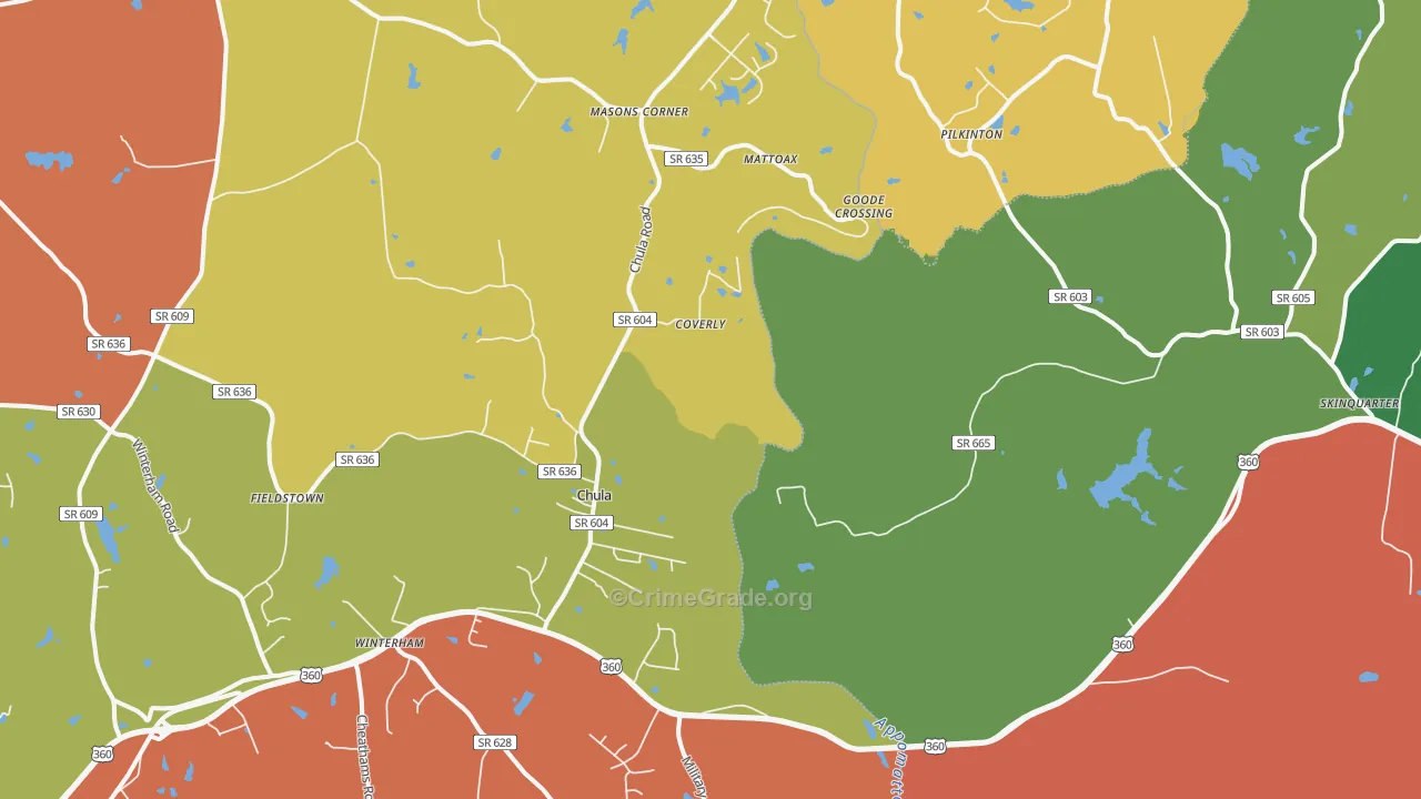 Chula, VA Map of Burglary Rates