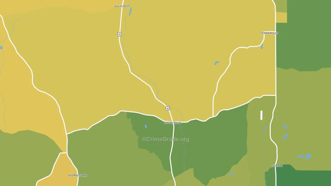 Chunchula, AL Map of Burglary Rates