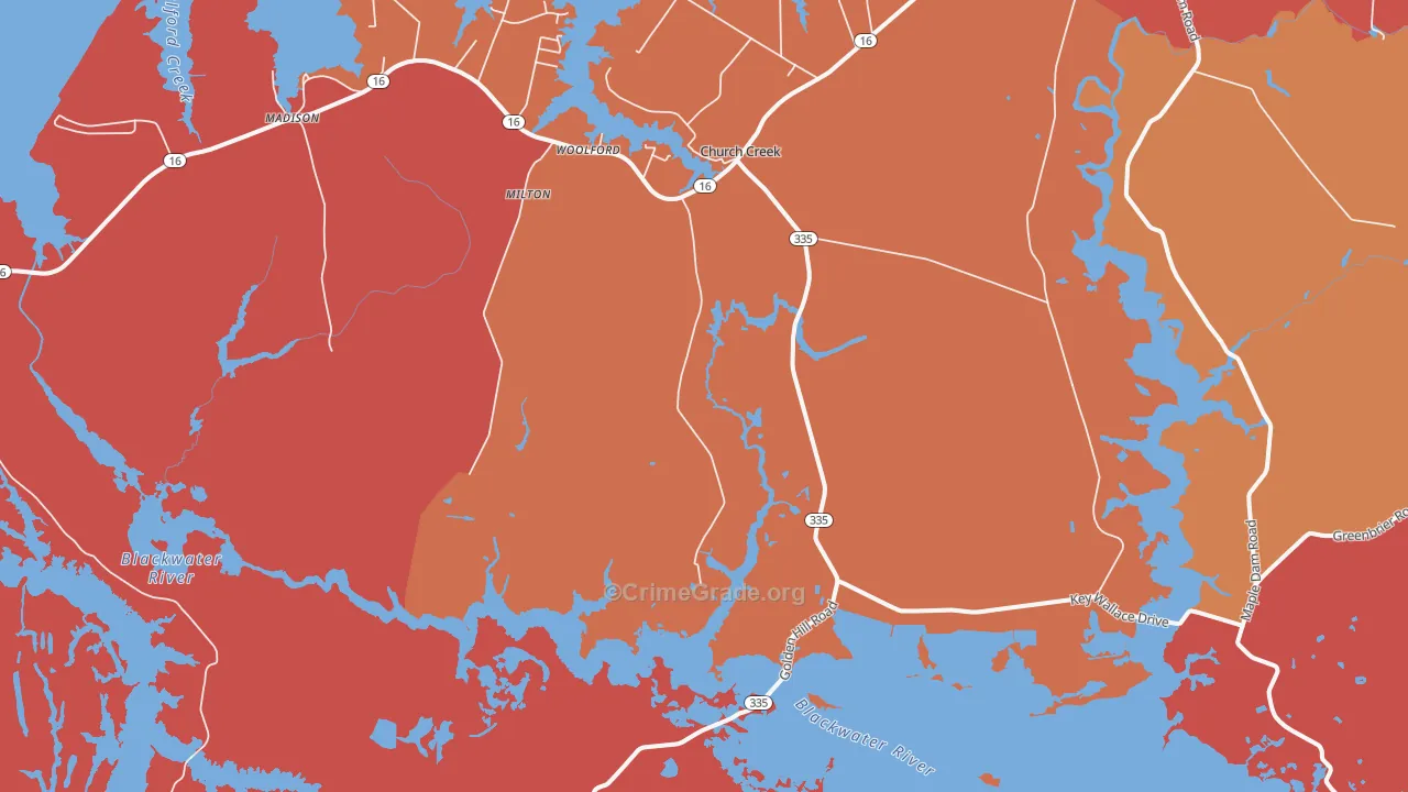 Church Creek, MD Map of Burglary Rates