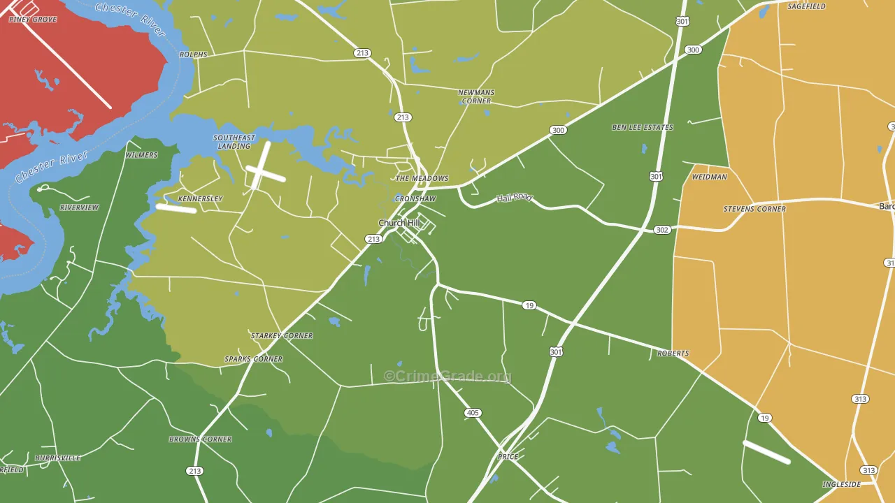 Church Hill, MD Map of Burglary Rates