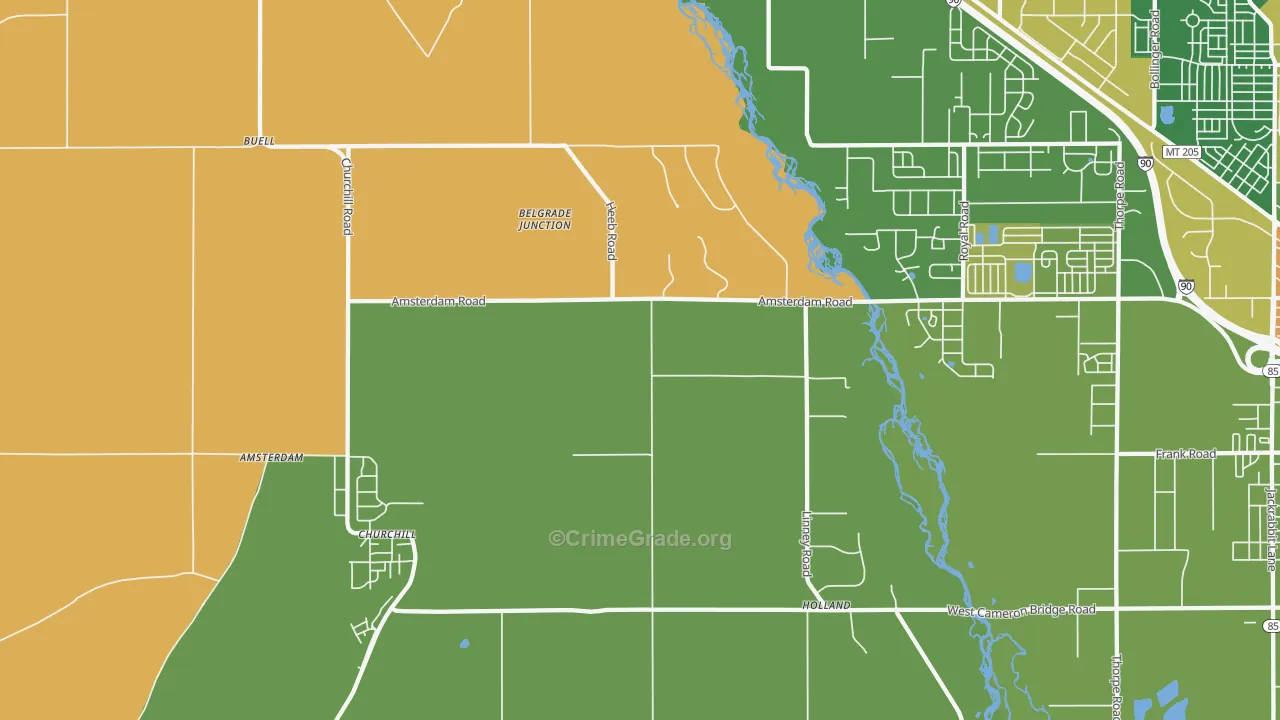 Church Hill, MT Map of Burglary Rates