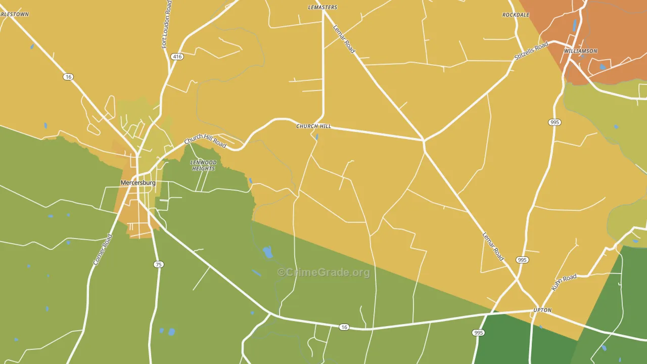 Church Hill, PA Map of Burglary Rates
