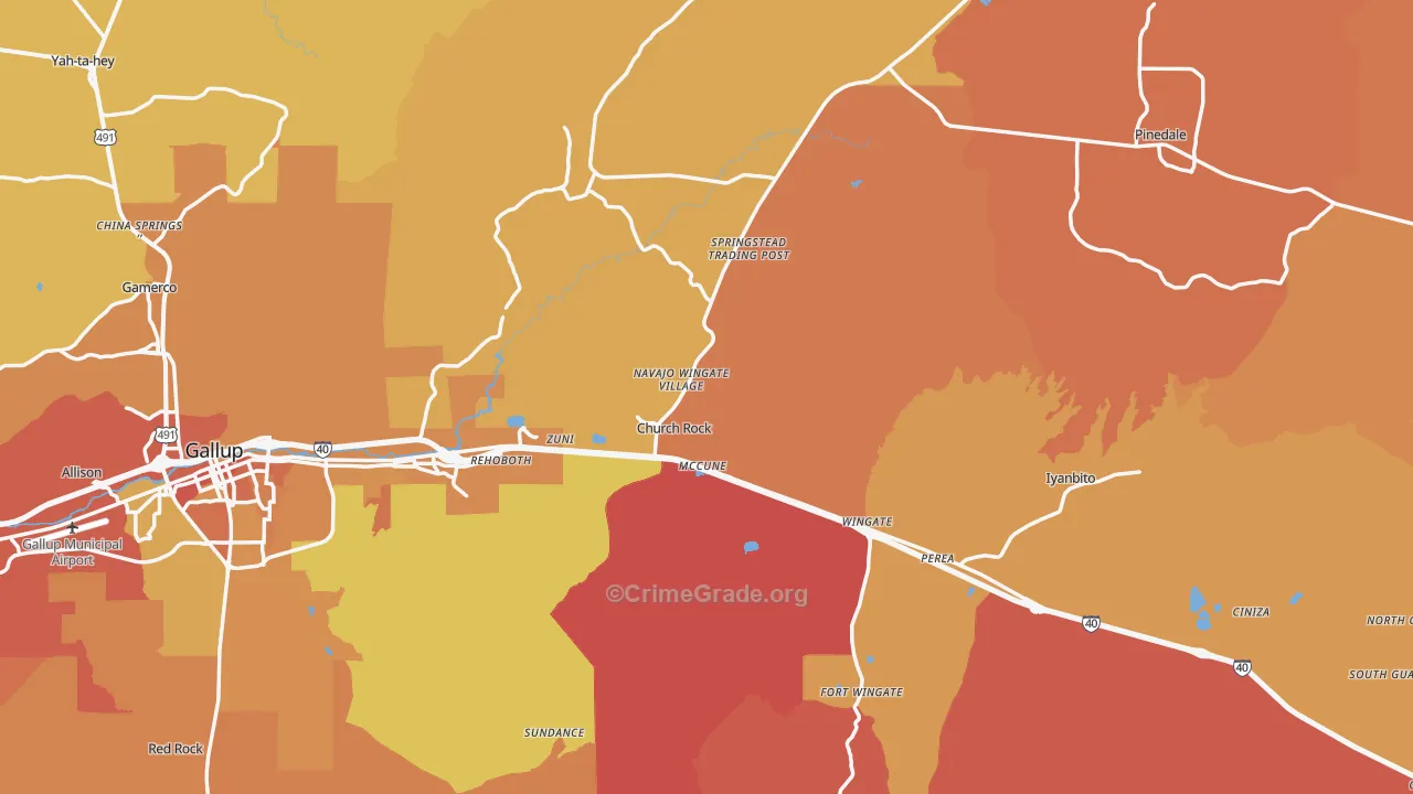 Church Rock, NM Map of Burglary Rates