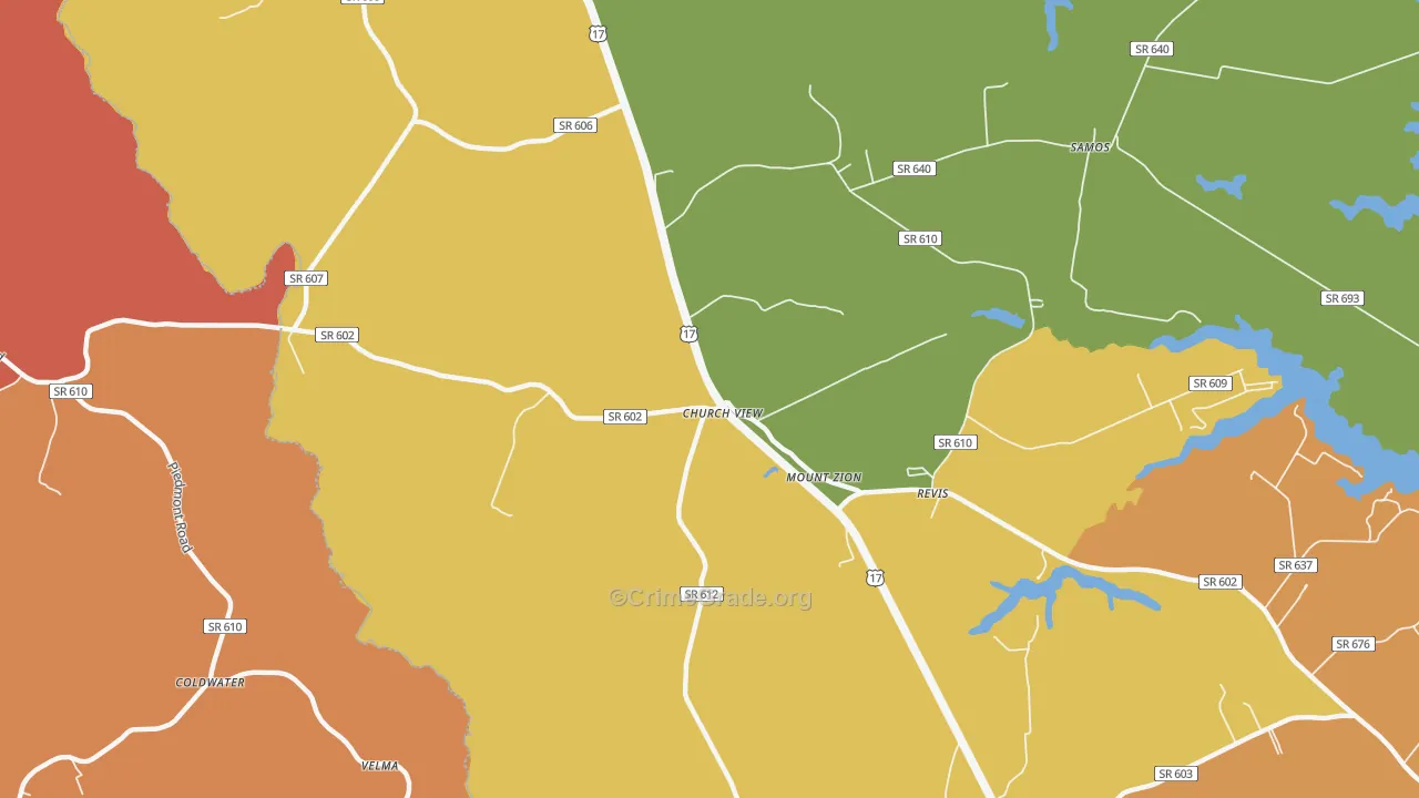 Church View, VA Map of Burglary Rates
