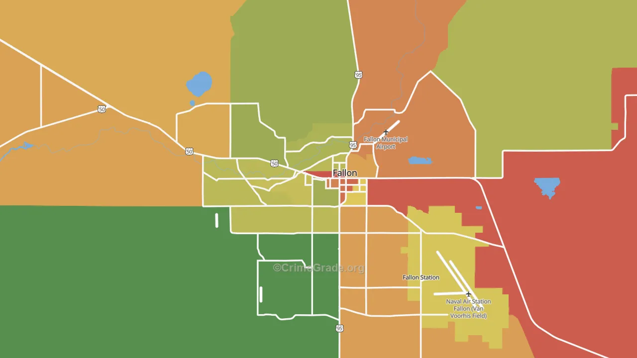 Churchill County, NV Map of Burglary Rates