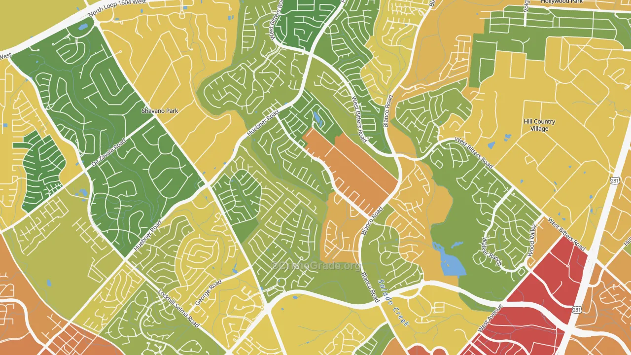 Churchill Estates, San Antonio, TX Map of Burglary Rates