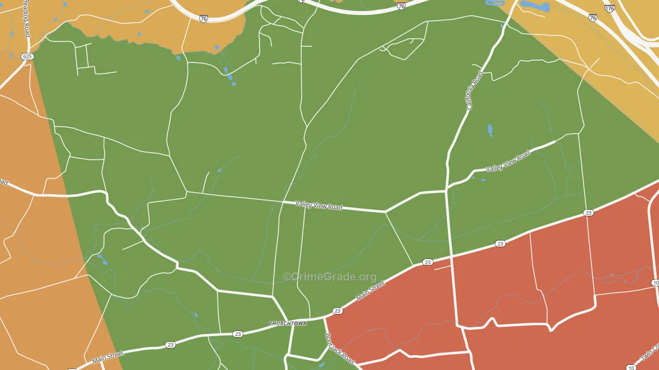 Churchtown, PA Map of Burglary Rates