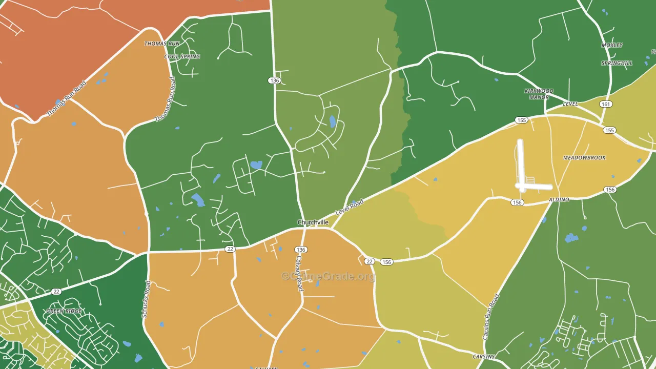 Churchville, MD Map of Burglary Rates