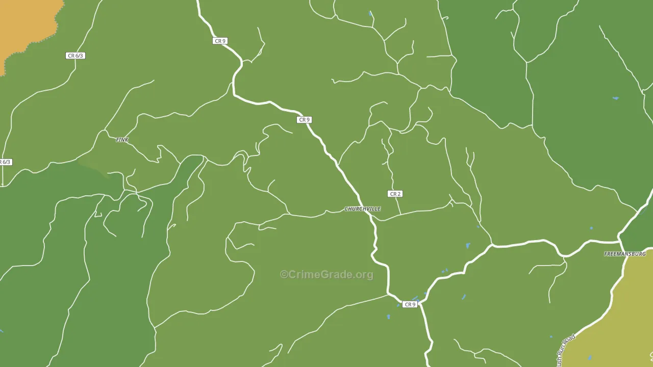 Churchville, WV Map of Burglary Rates