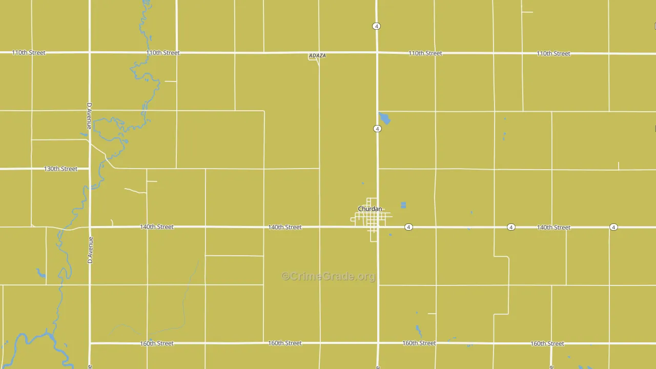 Churdan, IA Map of Burglary Rates