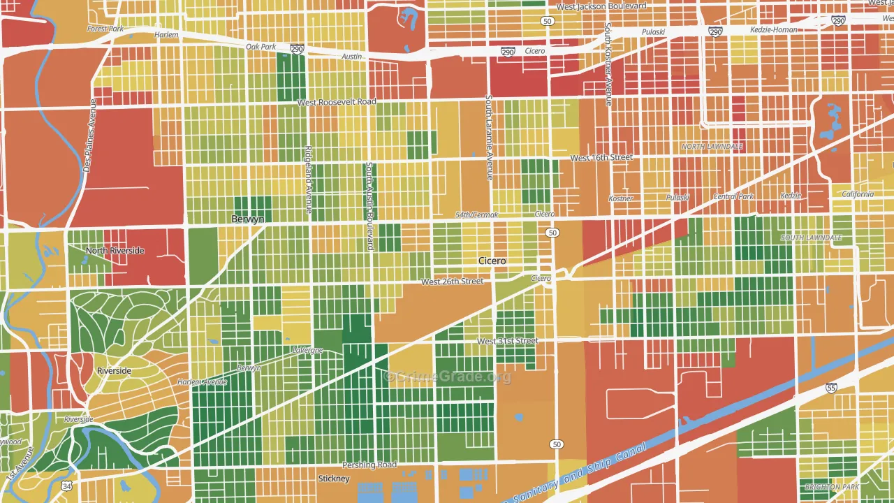 Cicero, IL Map of Burglary Rates