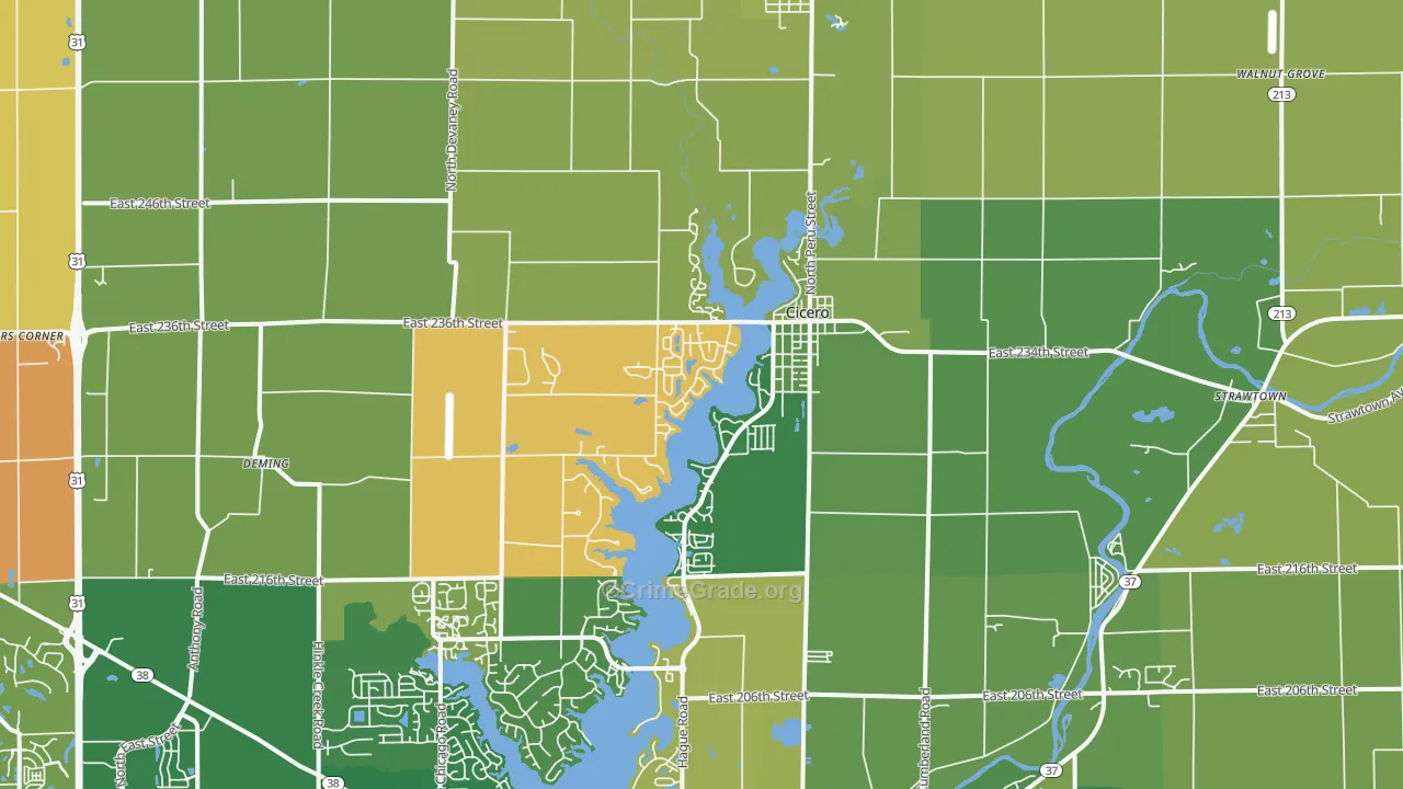 Cicero, IN Map of Burglary Rates