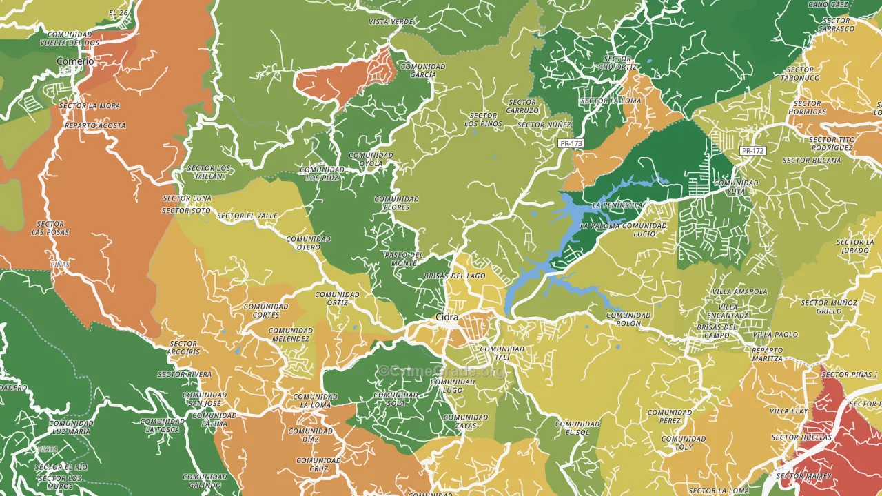 Cidra, PR Map of Burglary Rates