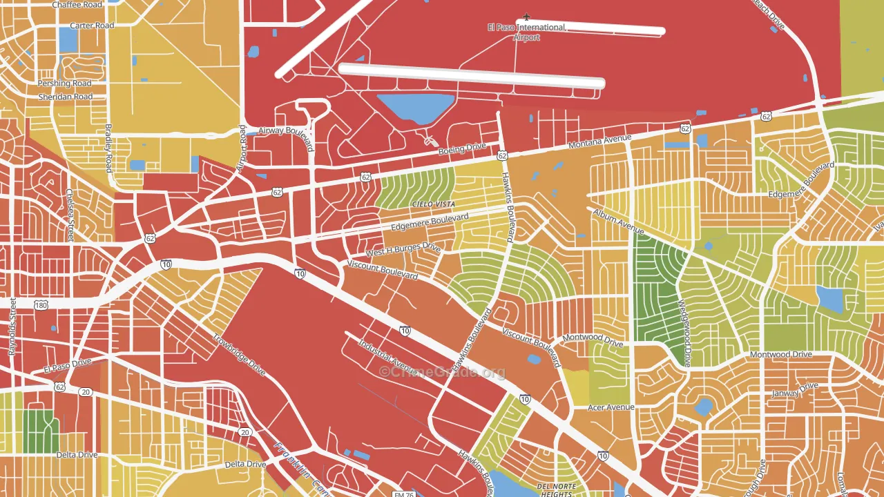 Cielo Vista South, El Paso, TX Map of Burglary Rates