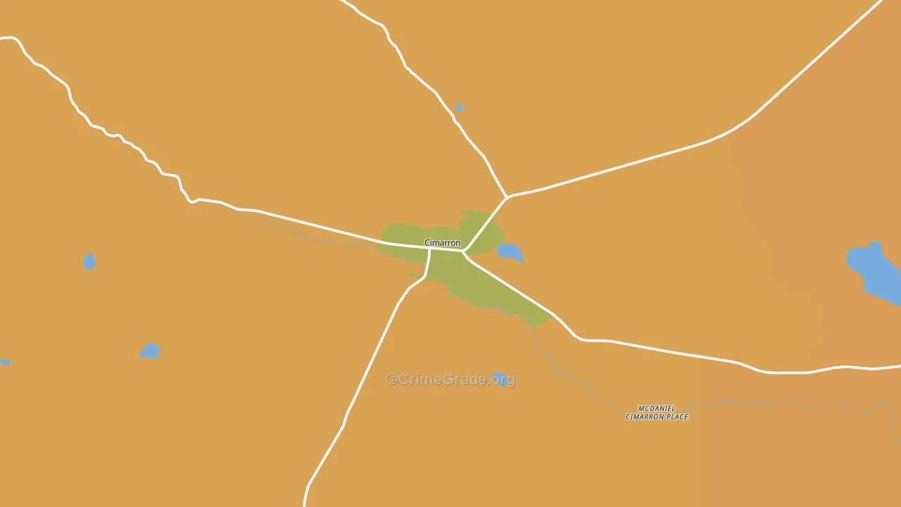 Cimarron, NM Map of Burglary Rates