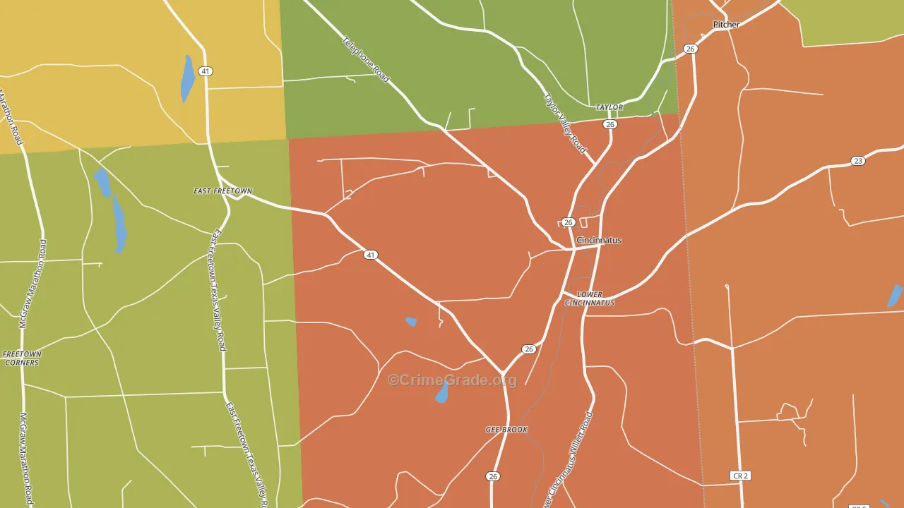 Cincinnatus, NY Map of Burglary Rates
