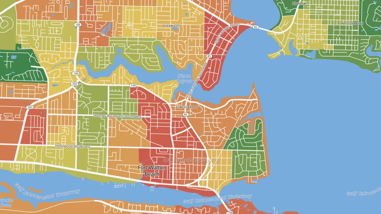 Cinco Bayou, FL Map of Burglary Rates