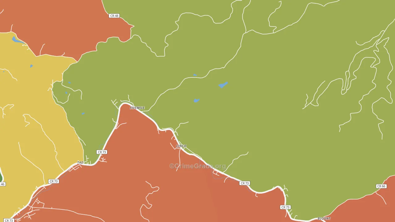 Cinco, WV Map of Burglary Rates