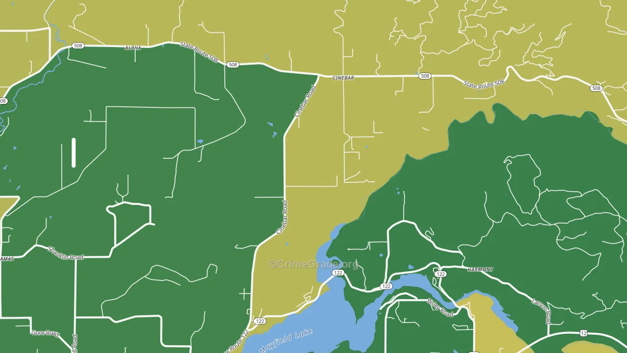 Cinebar, WA Map of Burglary Rates