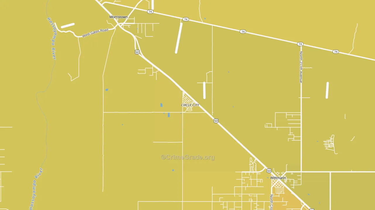 Circle City, AZ Map of Burglary Rates